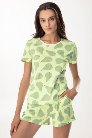 Пижама хлопковая футболка и шорты 63/2064 green/gray