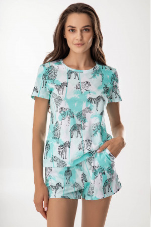 Пижама хлопковая футболка и шорты 83/2064 white/mint